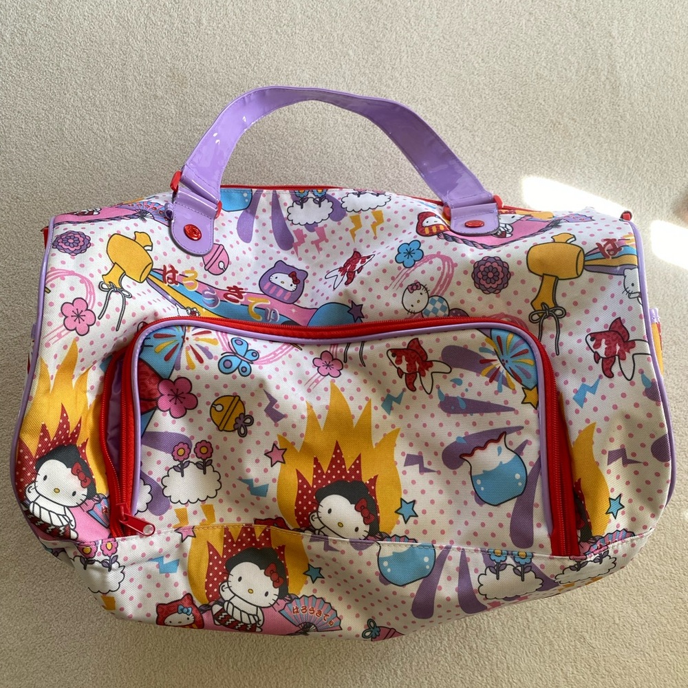 Sanrio Purple Pink Yellow Red Patterned Kids Duffle Bag